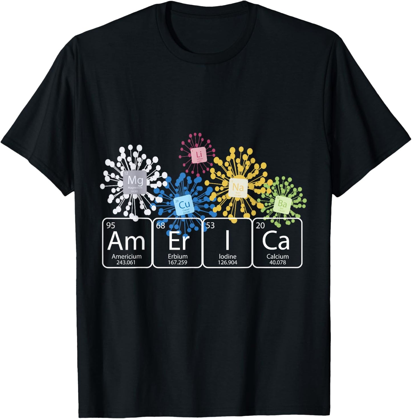 Fireworks Chemistry 4th of July , America Spelled with th T-Shirt - T-Shirt | Black