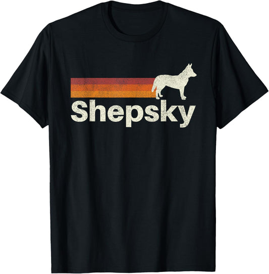 Vintage Shepsky Retro Mom Dad Dog Men Women Girls Kids T-Shirt - T-Shirt | Black