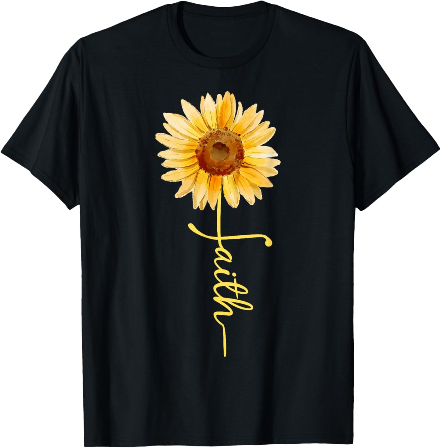 Christian Sunflower Faith butterfly Graphic women's T-Shirt - T-Shirt | Black