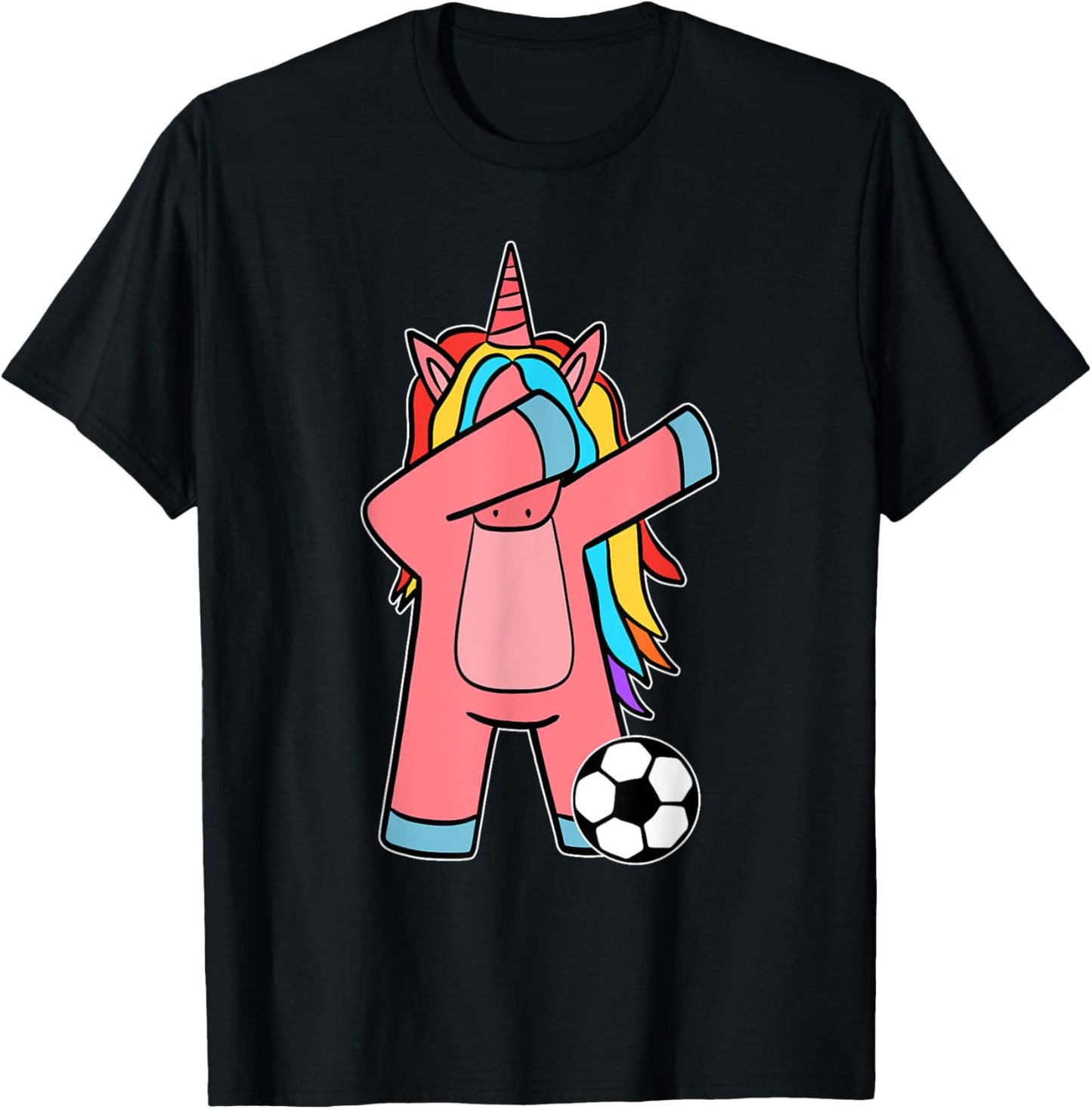 Soccer Girl Women Soccer Unicorn Soccer Ball T-Shirt - T-Shirt | Black