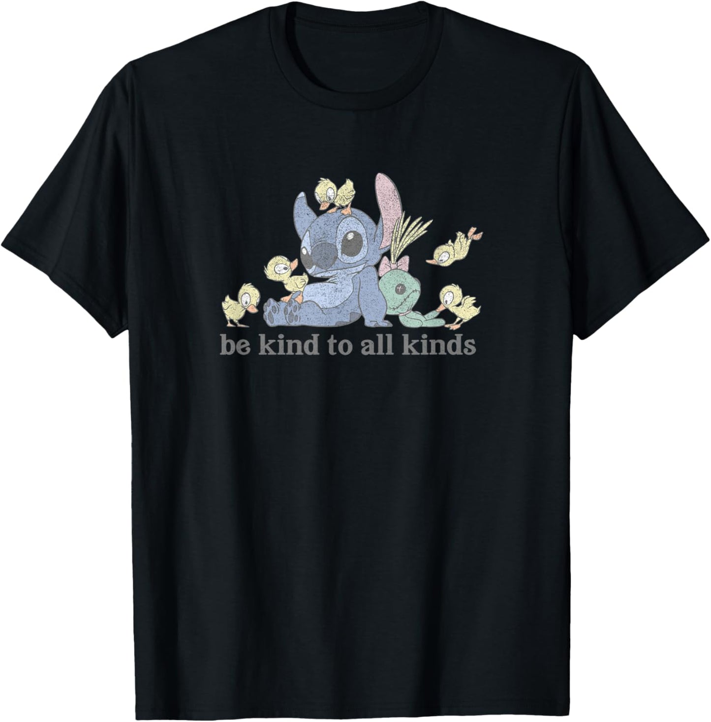 Disney Lilo & Stitch With Ducks Be Kind To All Kinds T-Shirt - T-Shirt | Black