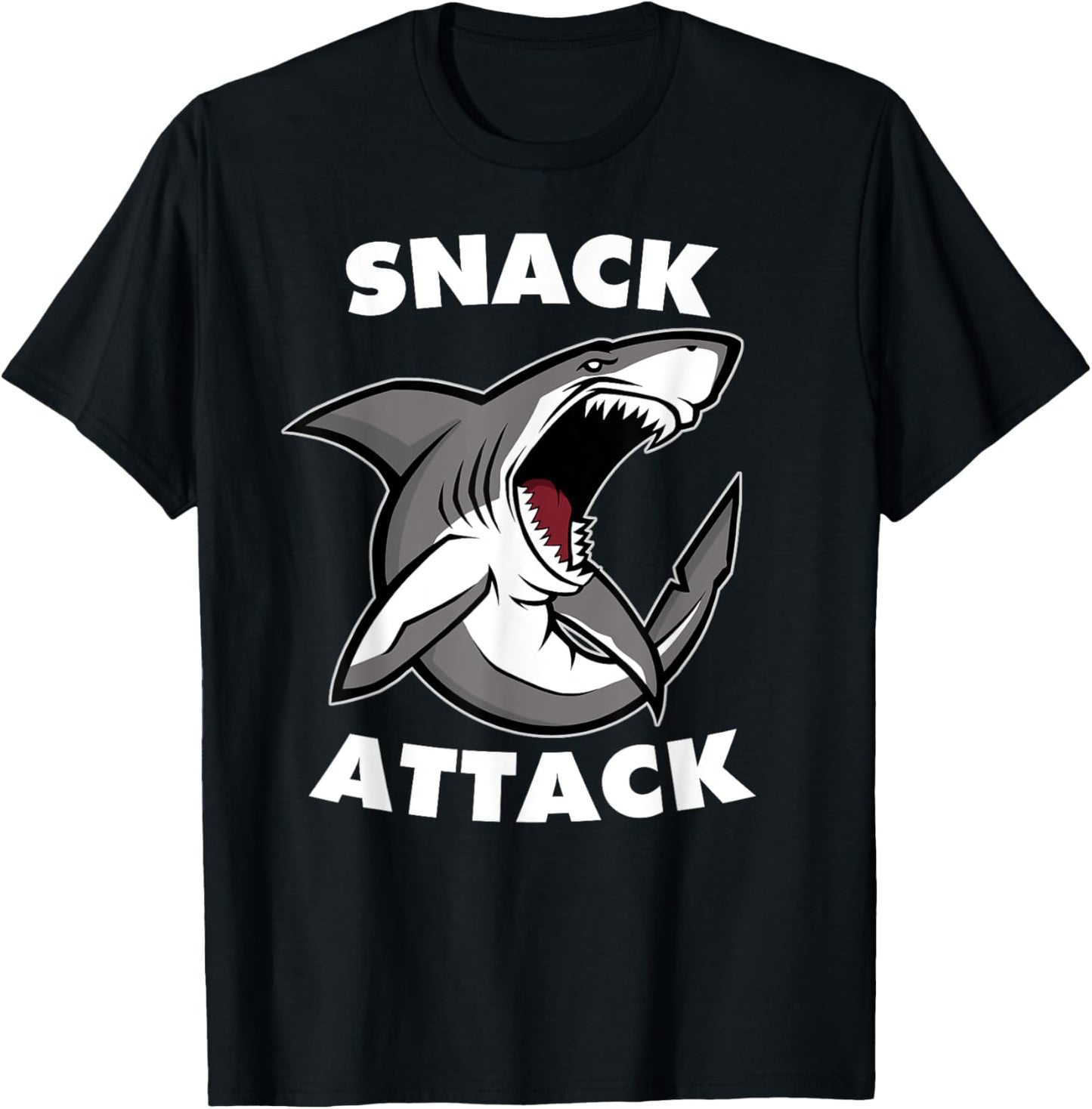 Shark Snack Attack Funny Hungry Shark T-Shirt - T-Shirt | Black