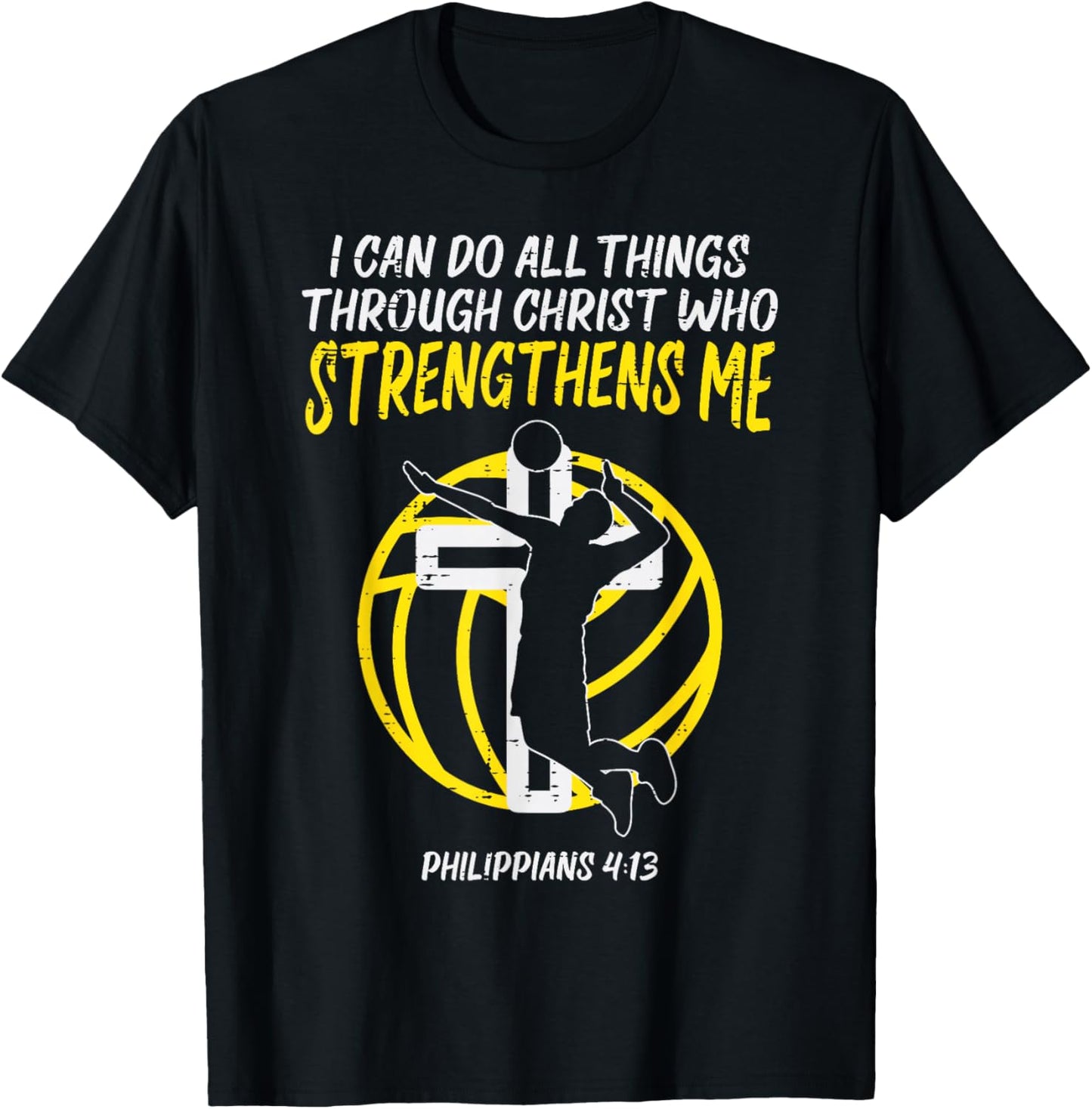 Can Do All Things Volleyball Religious Christian Men Women T-Shirt - T-Shirt | Black