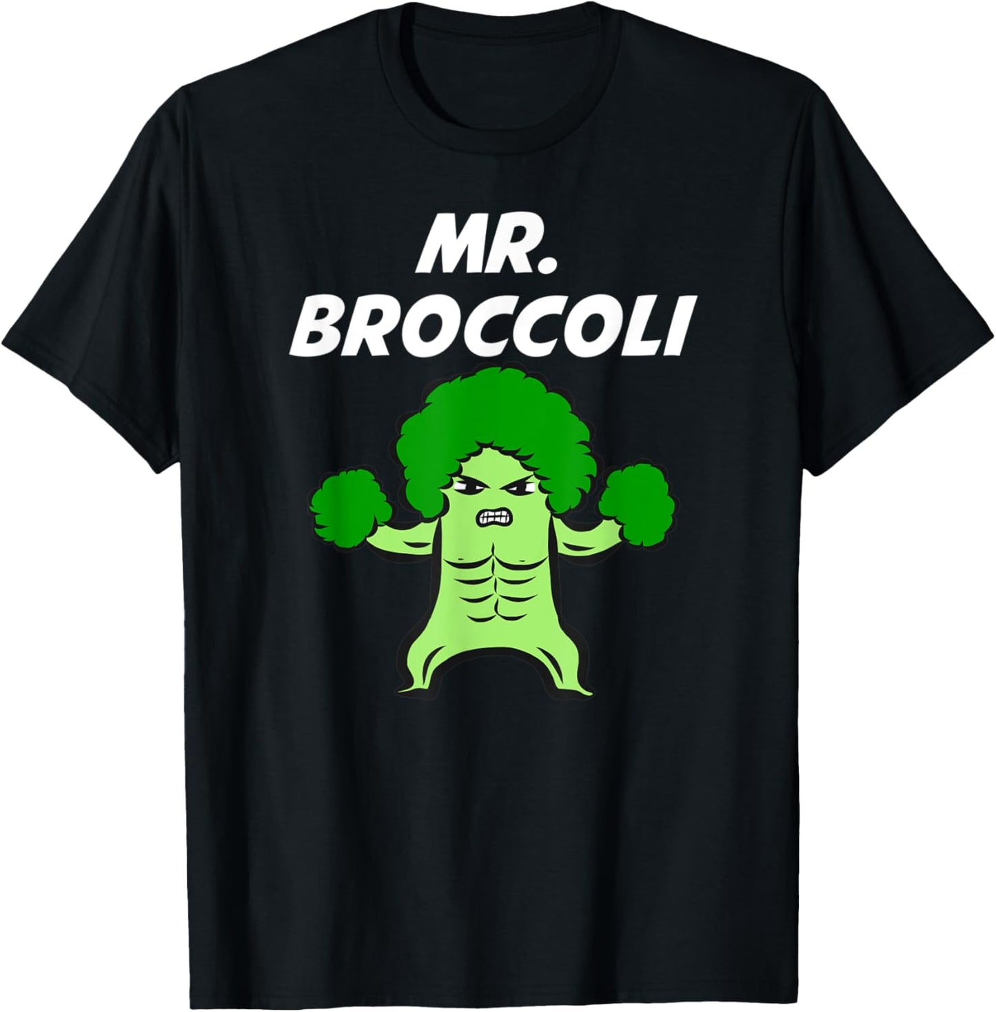 Mr. Broccoli Man Super Power Vegetable Hero Eat All Veggies T-Shirt - T-Shirt | Black