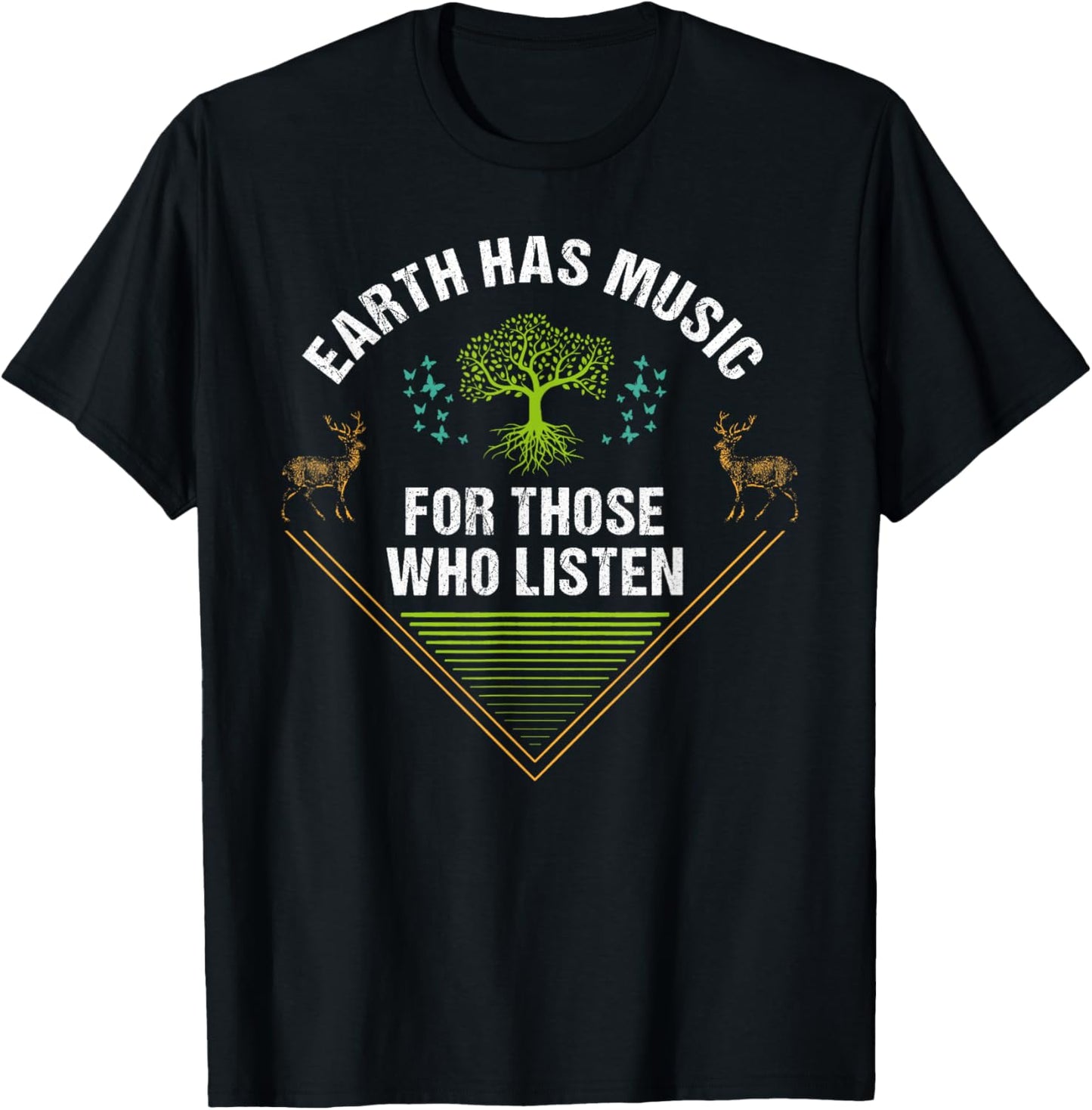 Walk with Nature Earth Music Hiking Themed Outdoor T-Shirt - T-Shirt | Black
