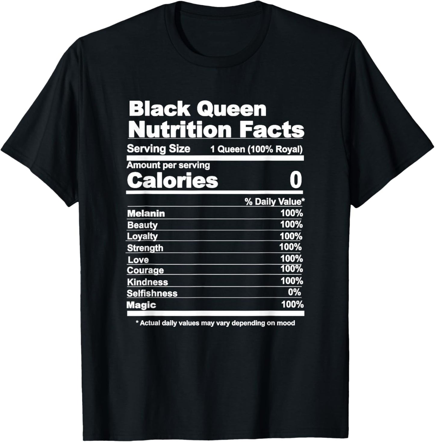 Black Queen Nutritional Facts Small T-Shirt - T-Shirt | Black