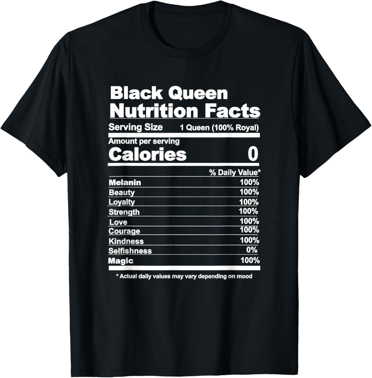 Black Queen Nutritional Facts Small T-Shirt - T-Shirt | Black