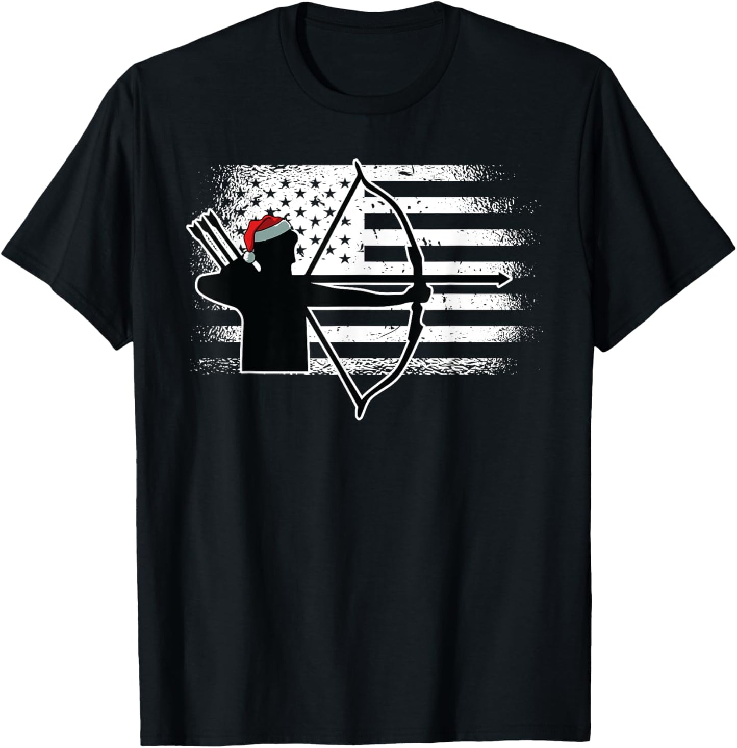 Archery American Flag Christmas Bow Hunting X-Mas Hunter Kids Men T-Shirt - T-Shirt | Black