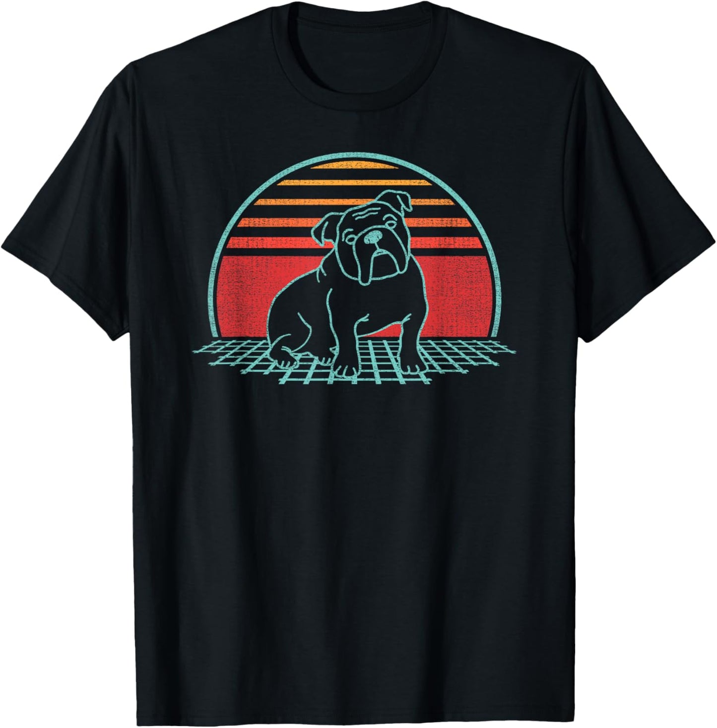 English Bulldog Lover Dog Owner Retro Vintage 80s Style T-Shirt - T-Shirt | Black
