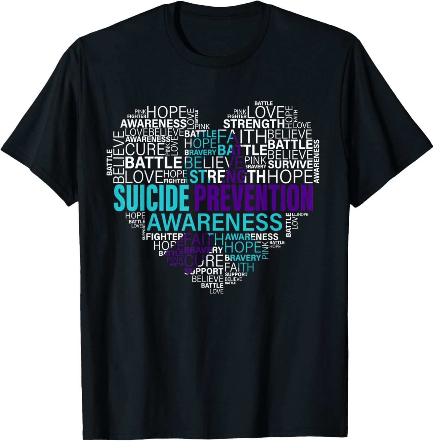 Suicide Prevention Awareness Fight Hope Strong Warriors T-Shirt - T-Shirt | Black