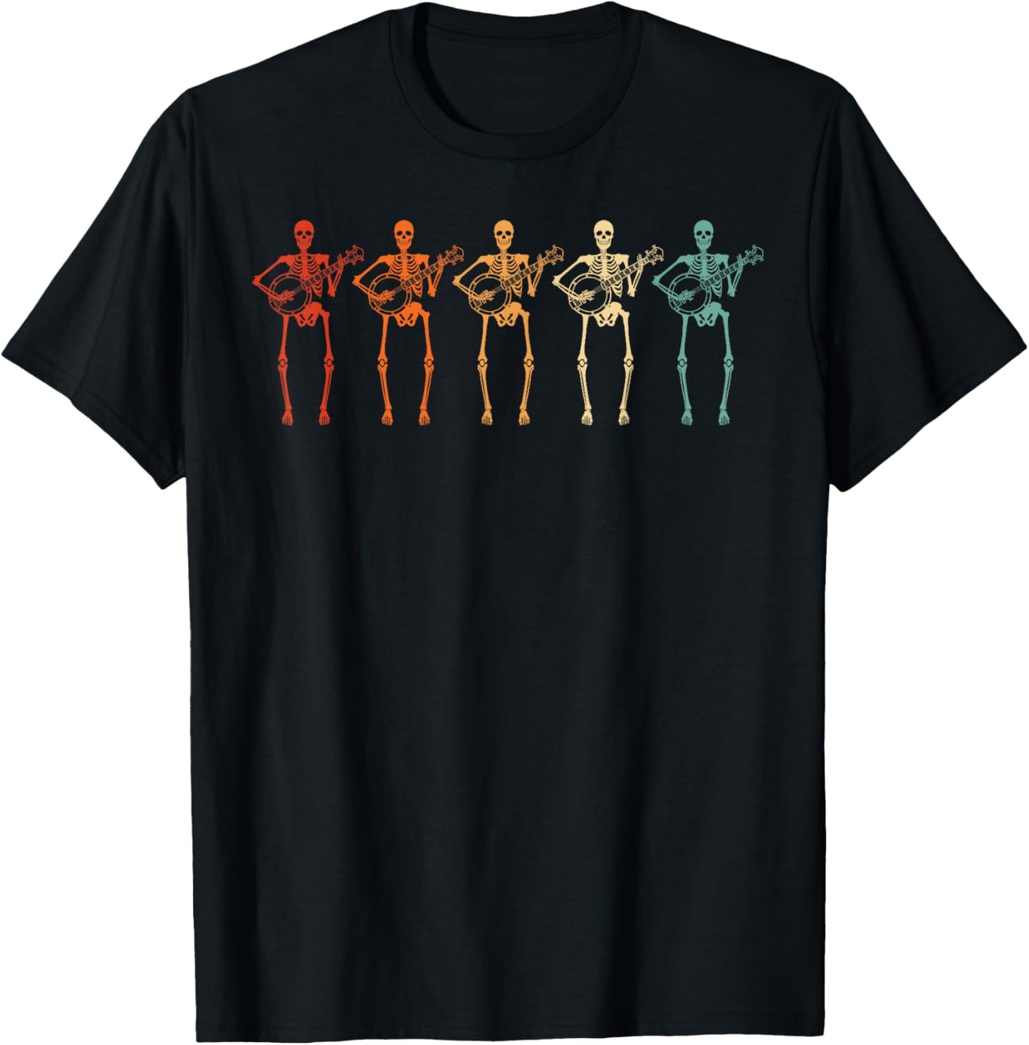 Halloween Skeleton Banjo Player Costume Outfit Musician T-Shirt - T-Shirt | Black