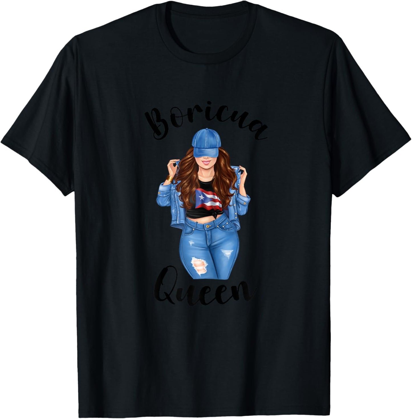 Puerto Rico Boricua Queen Patriotic FLag Puerto Rican Cute Women T-Shirt - T-Shirt | Black