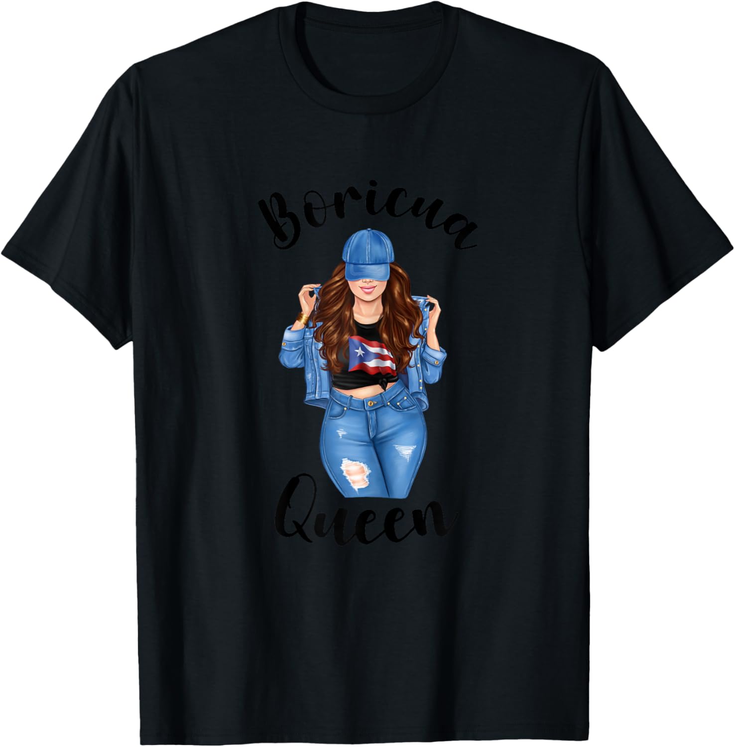 Puerto Rico Boricua Queen Patriotic FLag Puerto Rican Cute Women T-Shirt - T-Shirt | Black