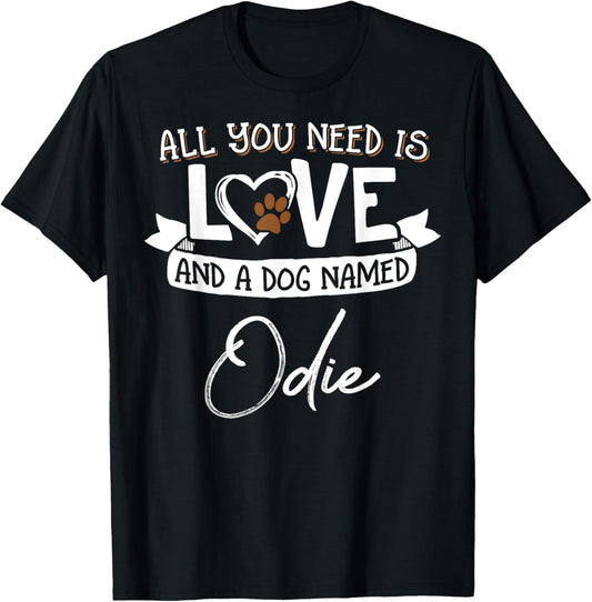 Cute Dog Named Odie Design and Men T-Shirt - T-Shirt | Black