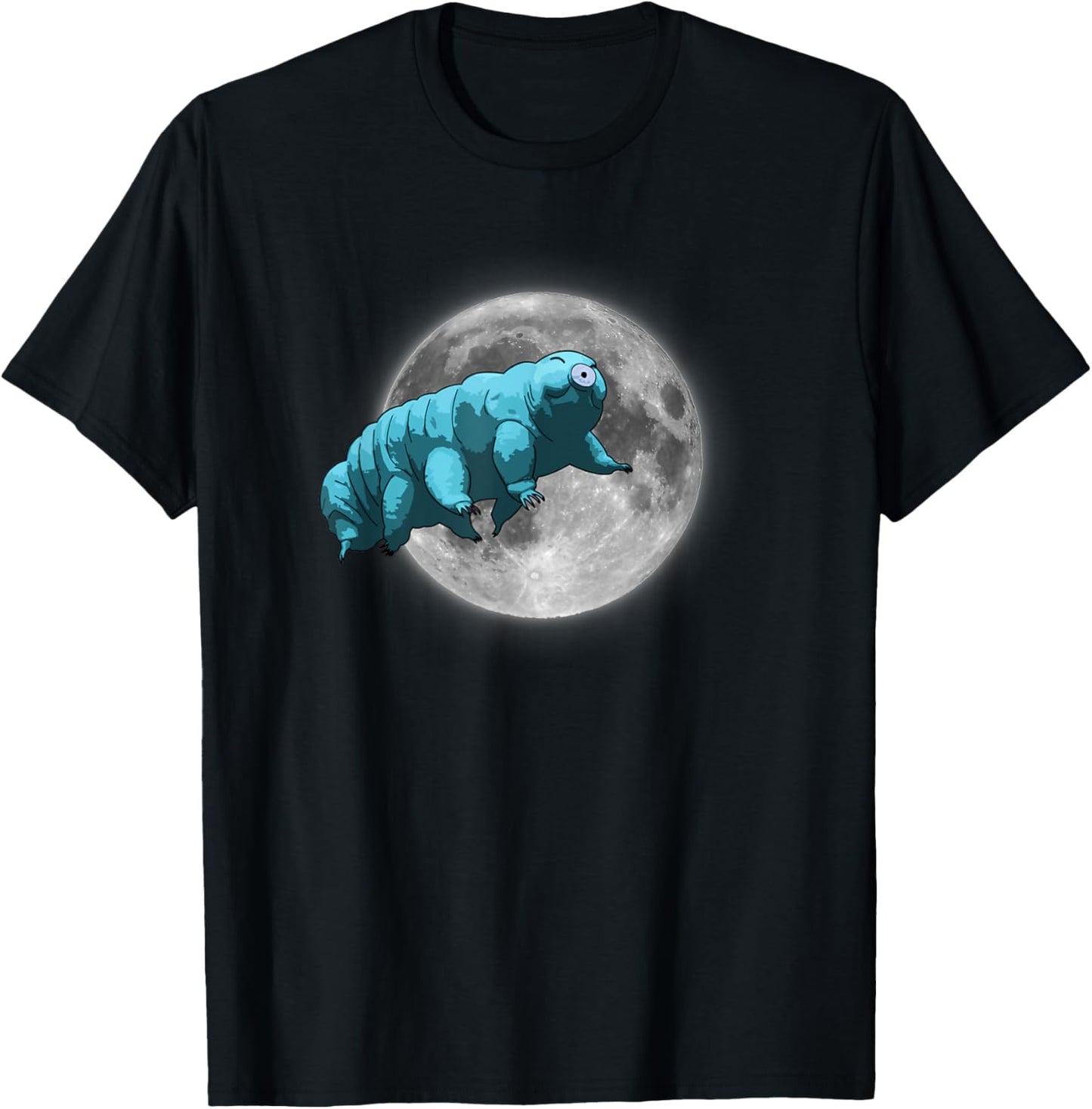 Tardigrade in Space | Funny Water Bear Moon T-Shirt - T-Shirt | Black