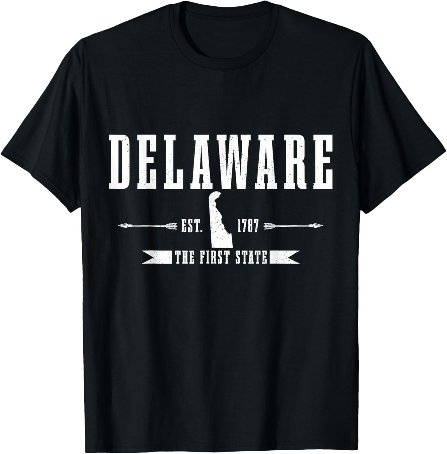 Delaware Est. 1787 Vintage USA America Souvenir T-Shirt - T-Shirt | Black