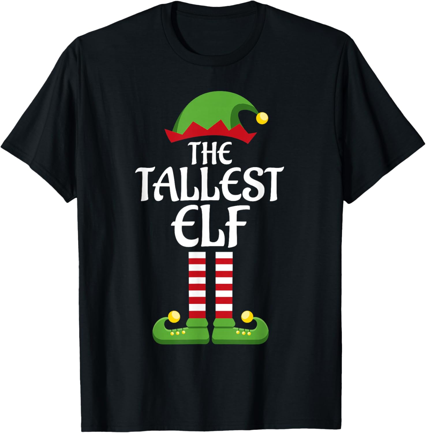 Tallest Elf Family Matching Group Christmas T-Shirt - T-Shirt | Black