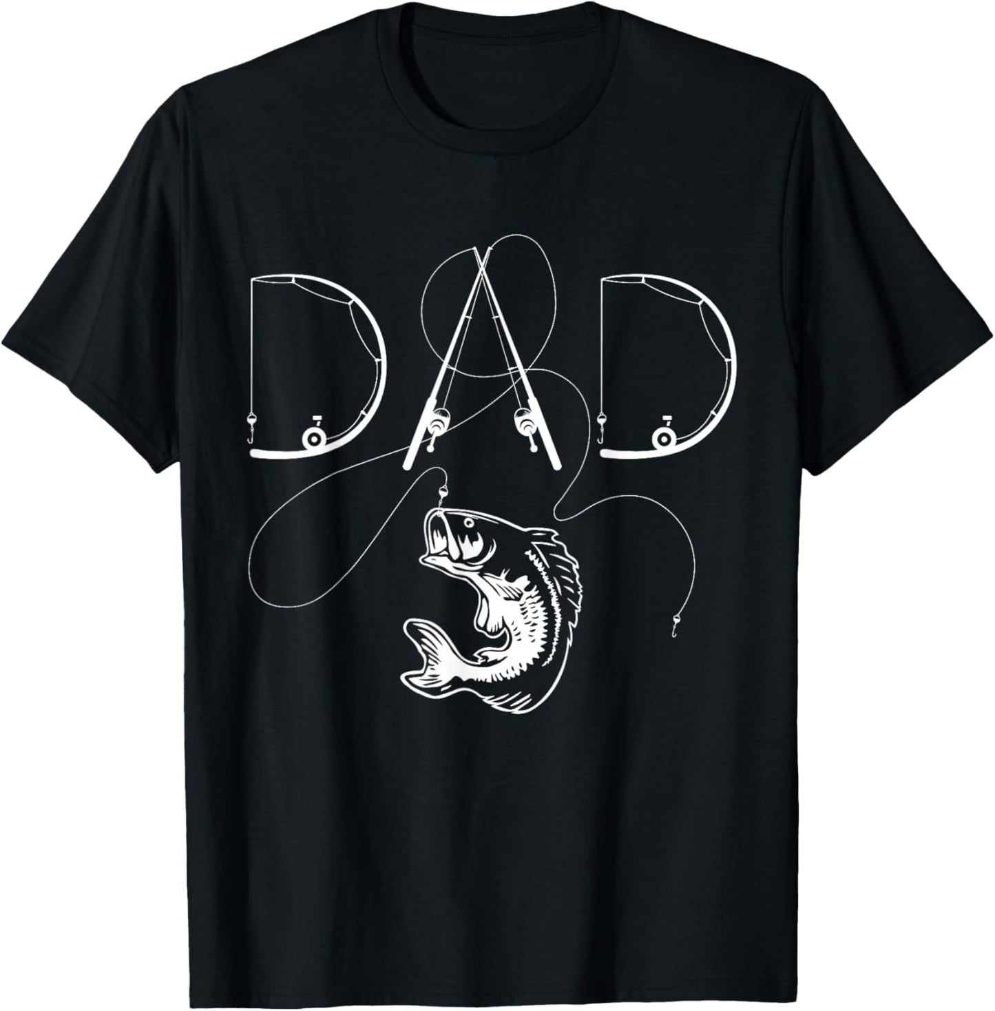 Fisherman Dad Fishing Enthusiast Fish Lover Daddy Father T-Shirt - T-Shirt | Black