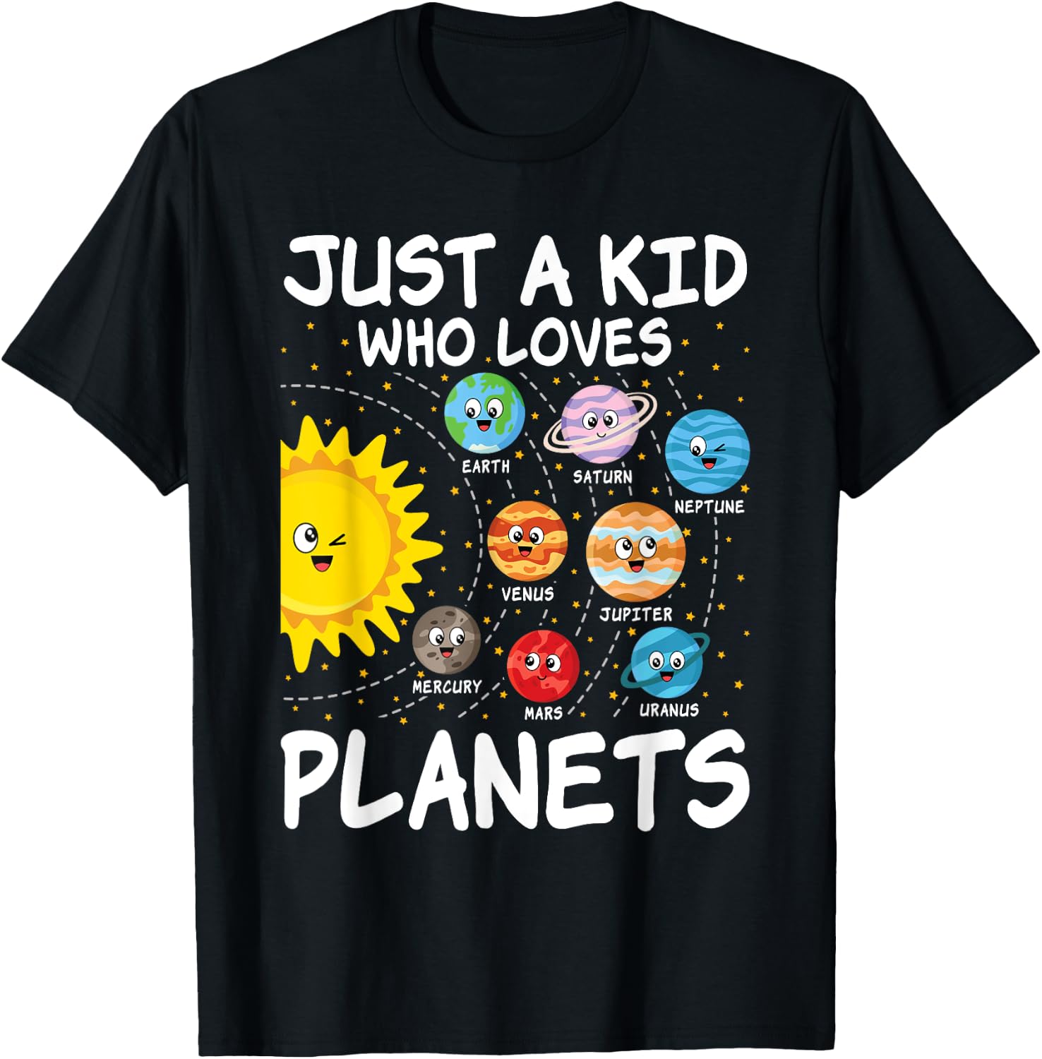 Just A Kid Who Loves Planets Space Solar System Boy Girl Kid T-Shirt - T-Shirt | Black
