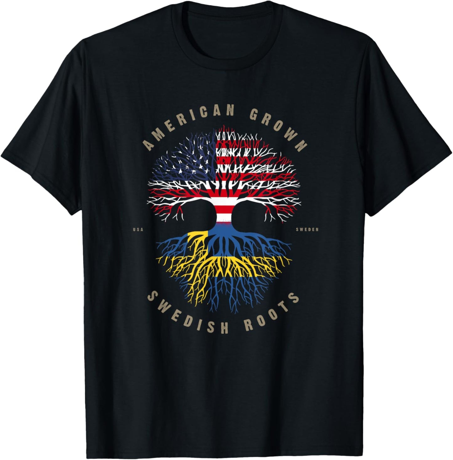 American Grown Swedish Roots Sweden Flag T-Shirt - T-Shirt | Black