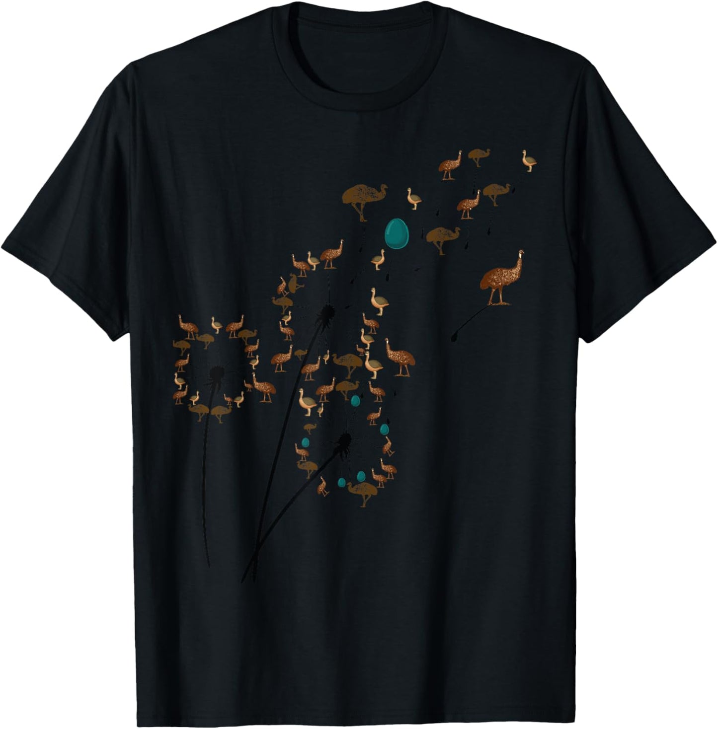 Dandelion emu Flower, Floral emu Tree Lover T-Shirt - T-Shirt | Black
