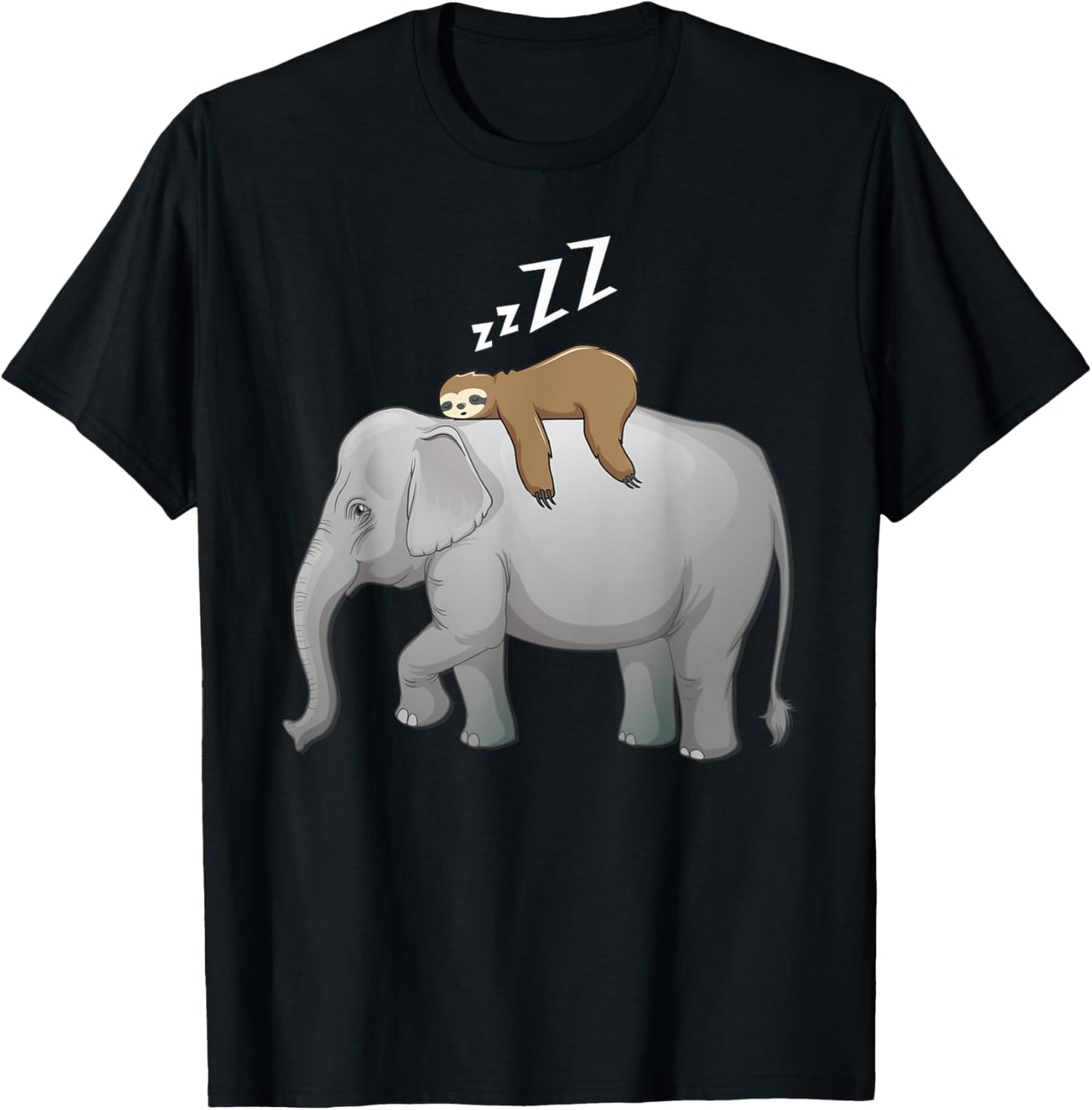 Elephant and sloth sleep lazy on the elephant wild animal T-Shirt - T-Shirt | Black