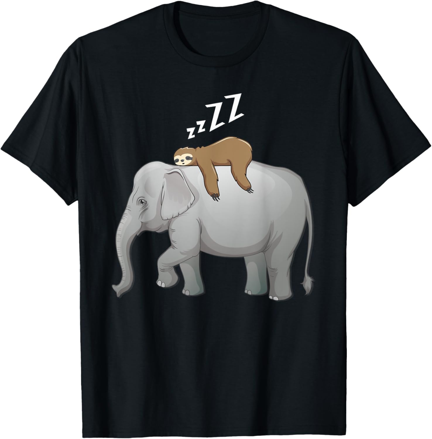 Elephant and sloth sleep lazy on the elephant wild animal T-Shirt - T-Shirt | Black