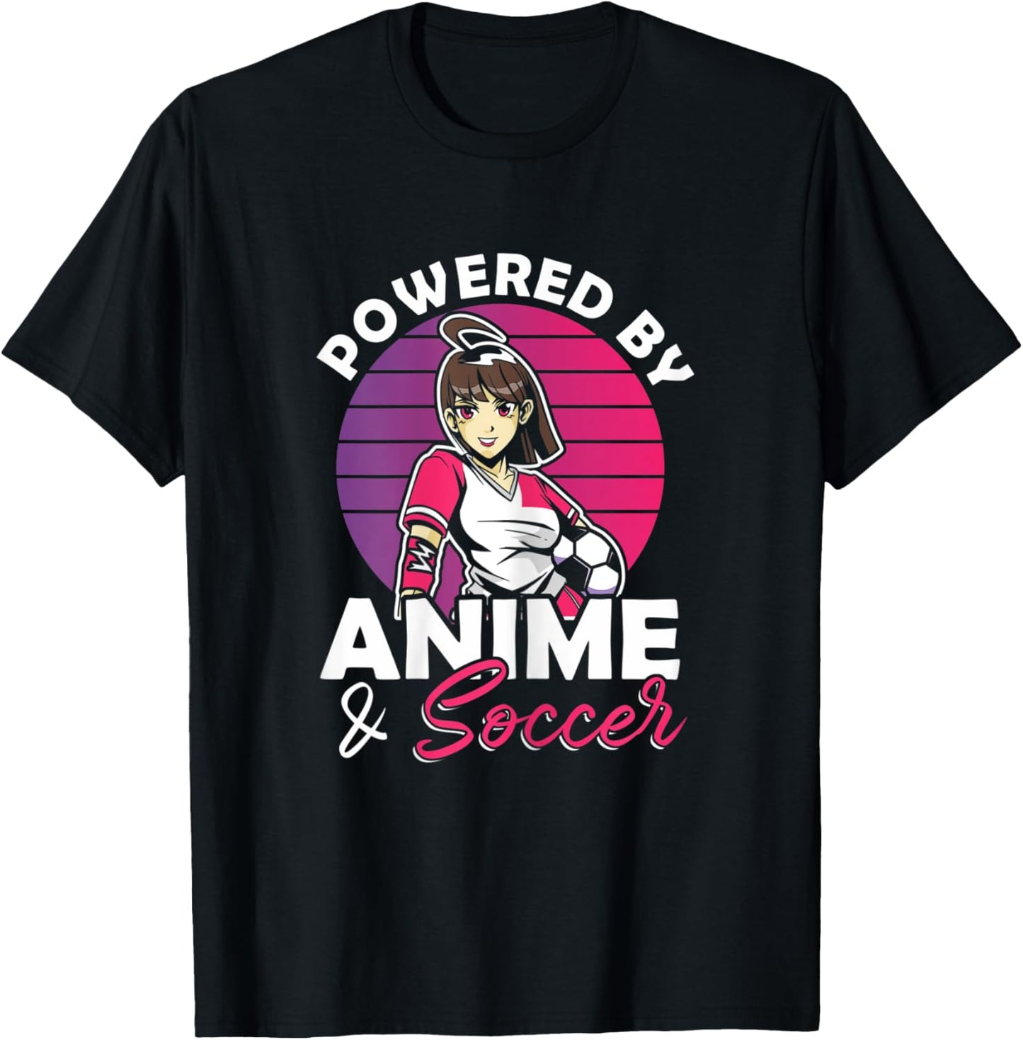 Powered by Anime & Soccer Anime Girl T-Shirt - T-Shirt | Black