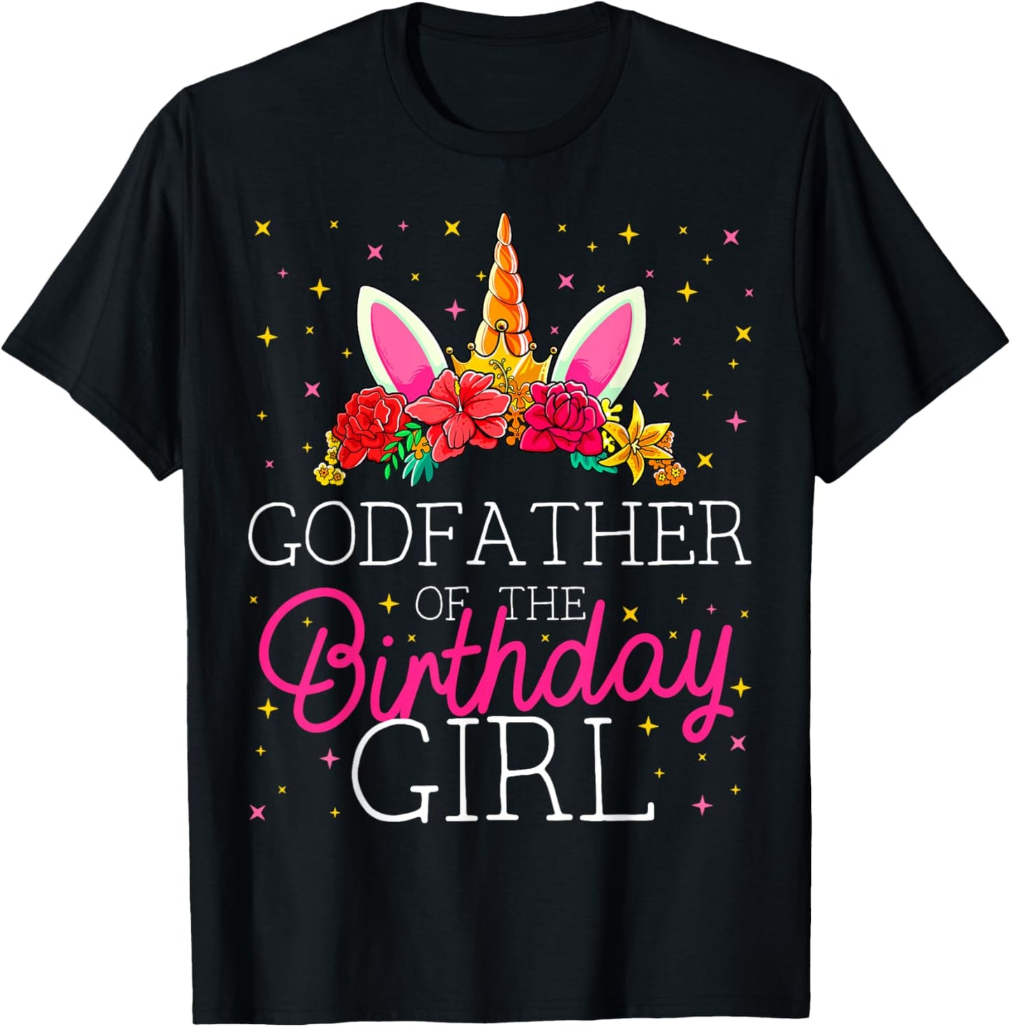 Godfather of the Birthday Girl Unicorn Godparents Matching T-Shirt - T-Shirt | Black