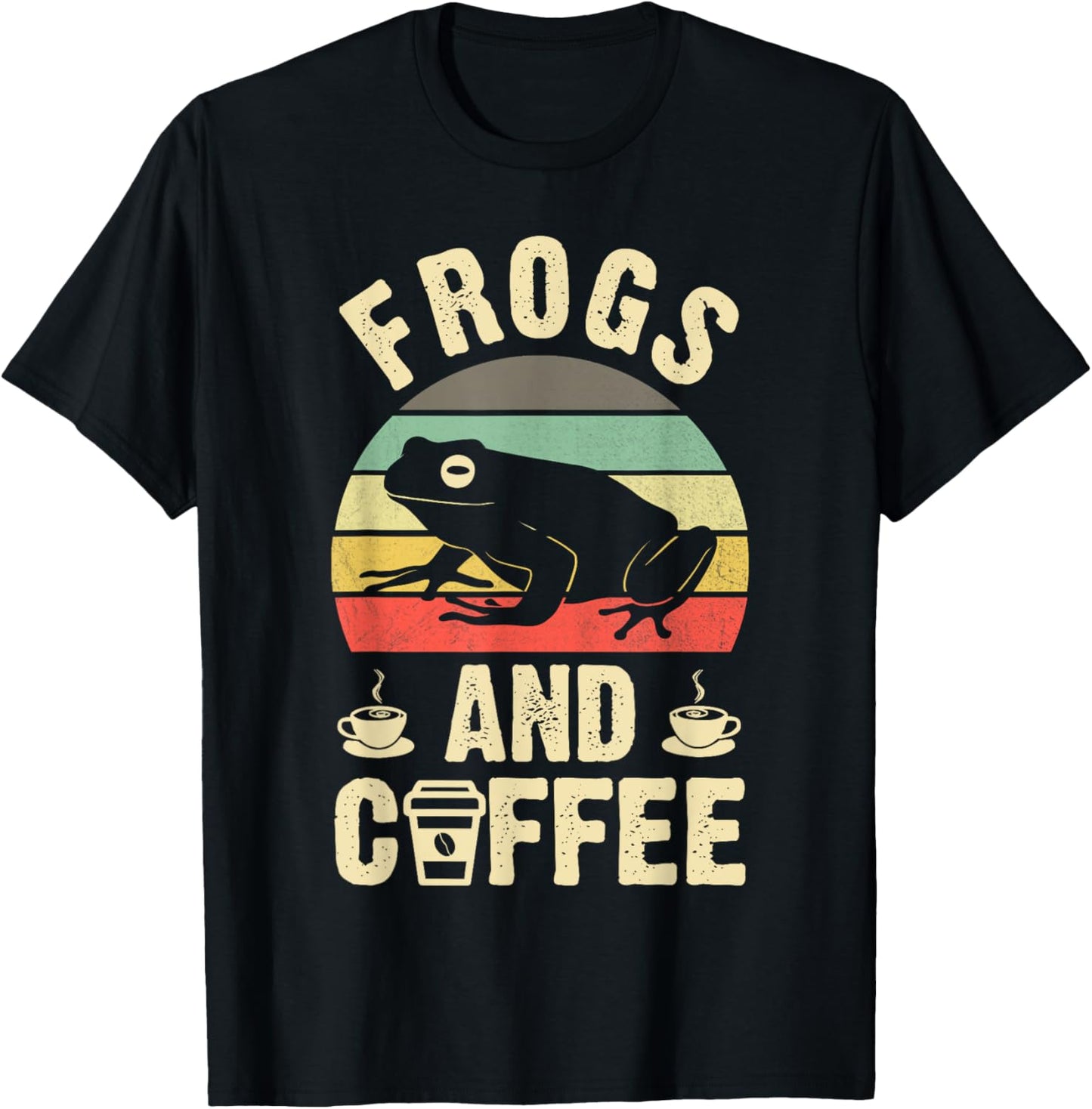 I like Frogs & Coffee Funny vintage Frog theme lover sea T-Shirt - T-Shirt | Black