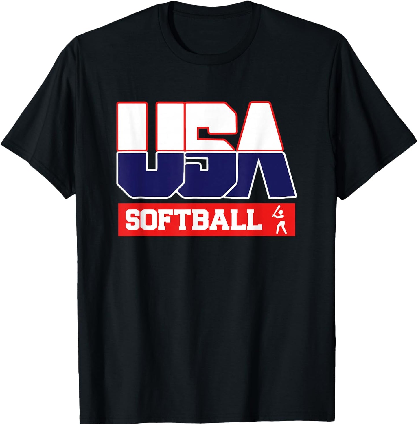 USA Team Softball - Men & Women American Sports T-Shirt - T-Shirt | Black
