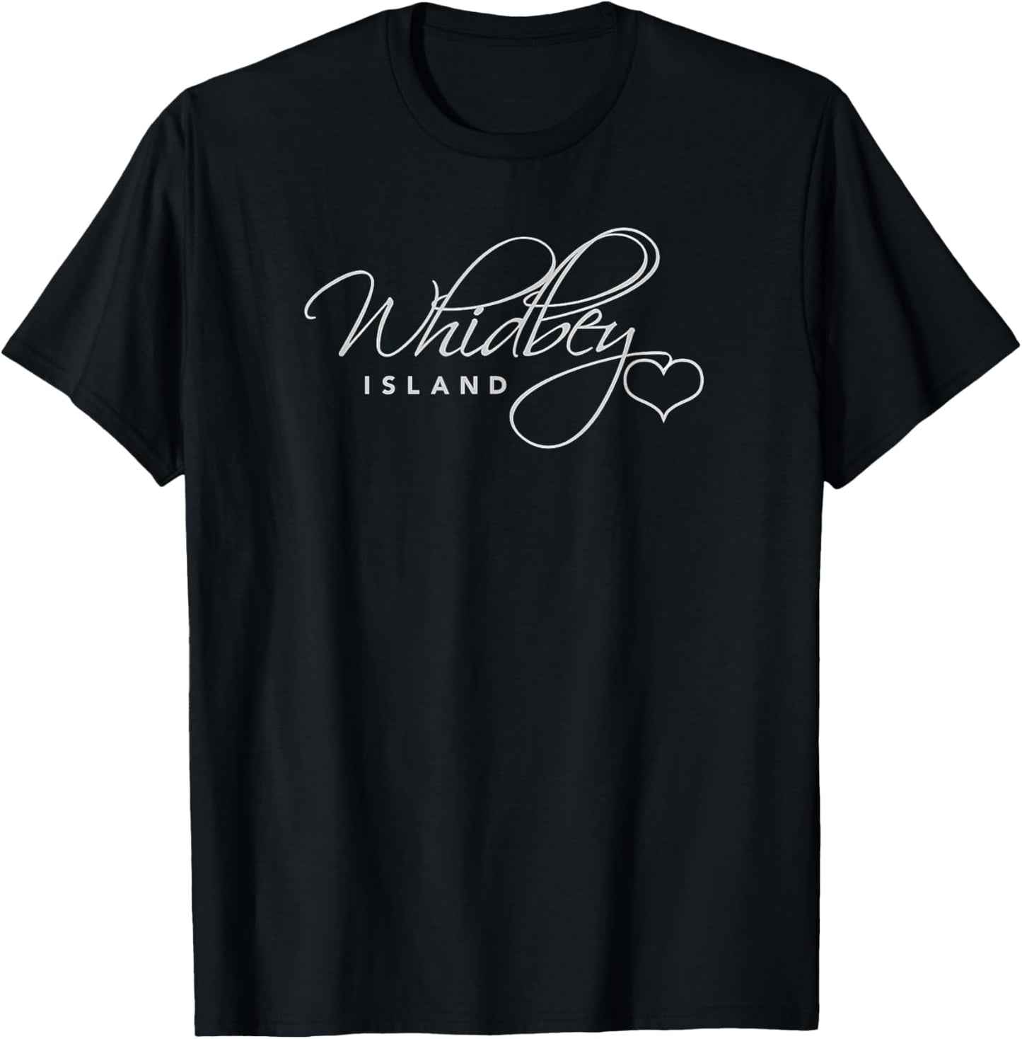 Whidbey Island Washington Heart Coupeville Langley Clinton T-Shirt - T-Shirt | Black