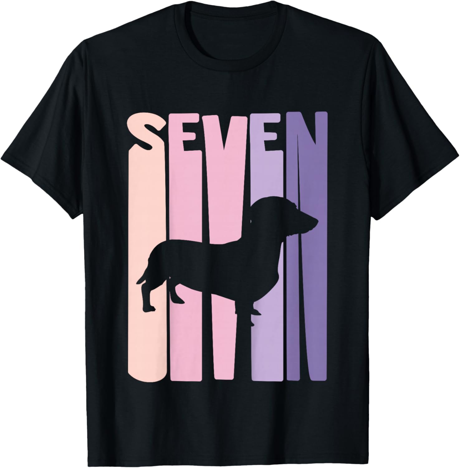 Kids 7 Year Old German Dachshund Lover Birthday Girl T-Shirt - T-Shirt | Black