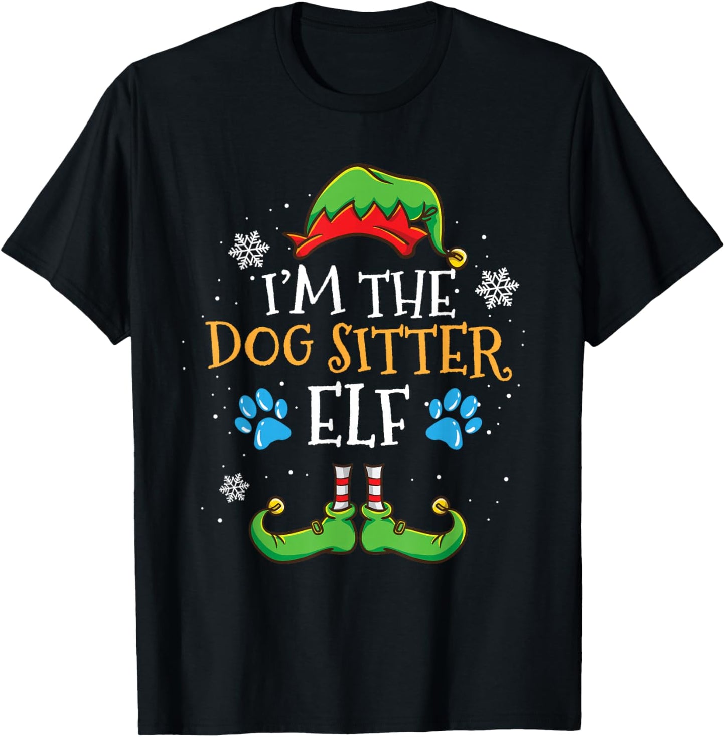 Im The Dog Sitter Elf Christmas T-Shirt - T-Shirt | Black