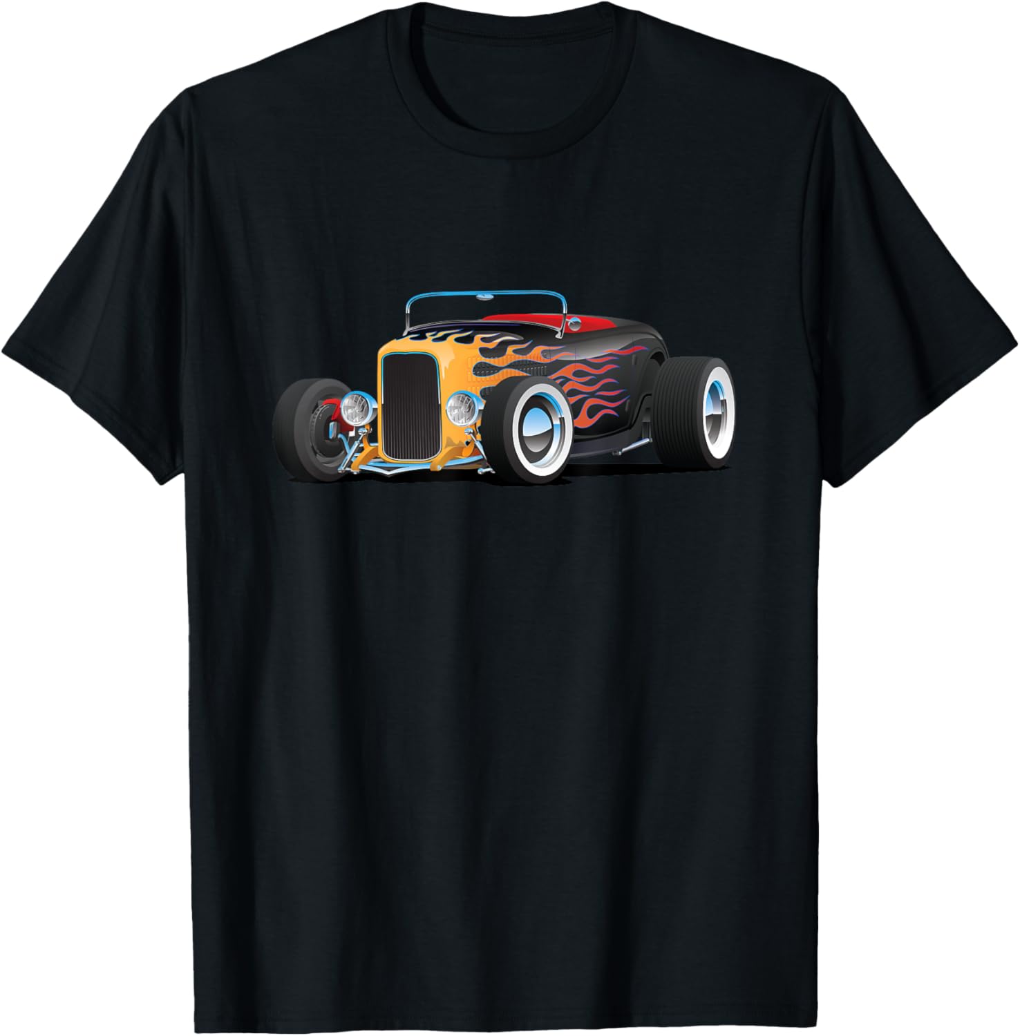 Classic Retro Vintage Custom Hotrod Car Illustration T-Shirt - T-Shirt | Black