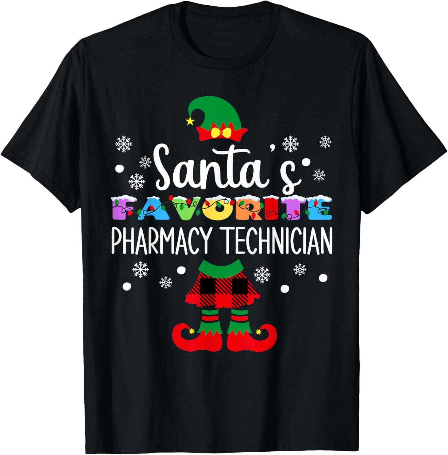 Santa's Fav Pharmacy Technician Christmas Elf Women T-Shirt - T-Shirt | Black