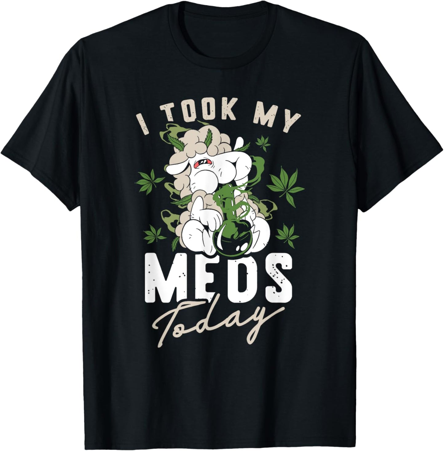 Cannabis I Marijuana Medication Weed Sheep Stoned Animal T-Shirt - T-Shirt | Black