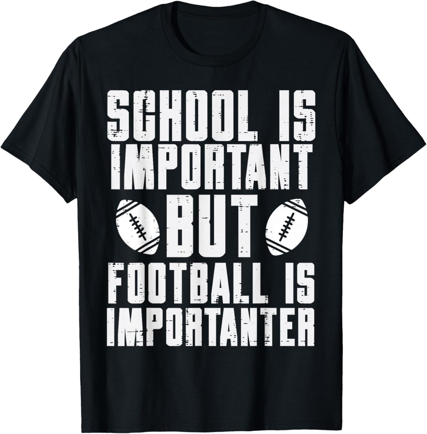 School Is Important American Football Funny Player Boys T-Shirt - T-Shirt | Black