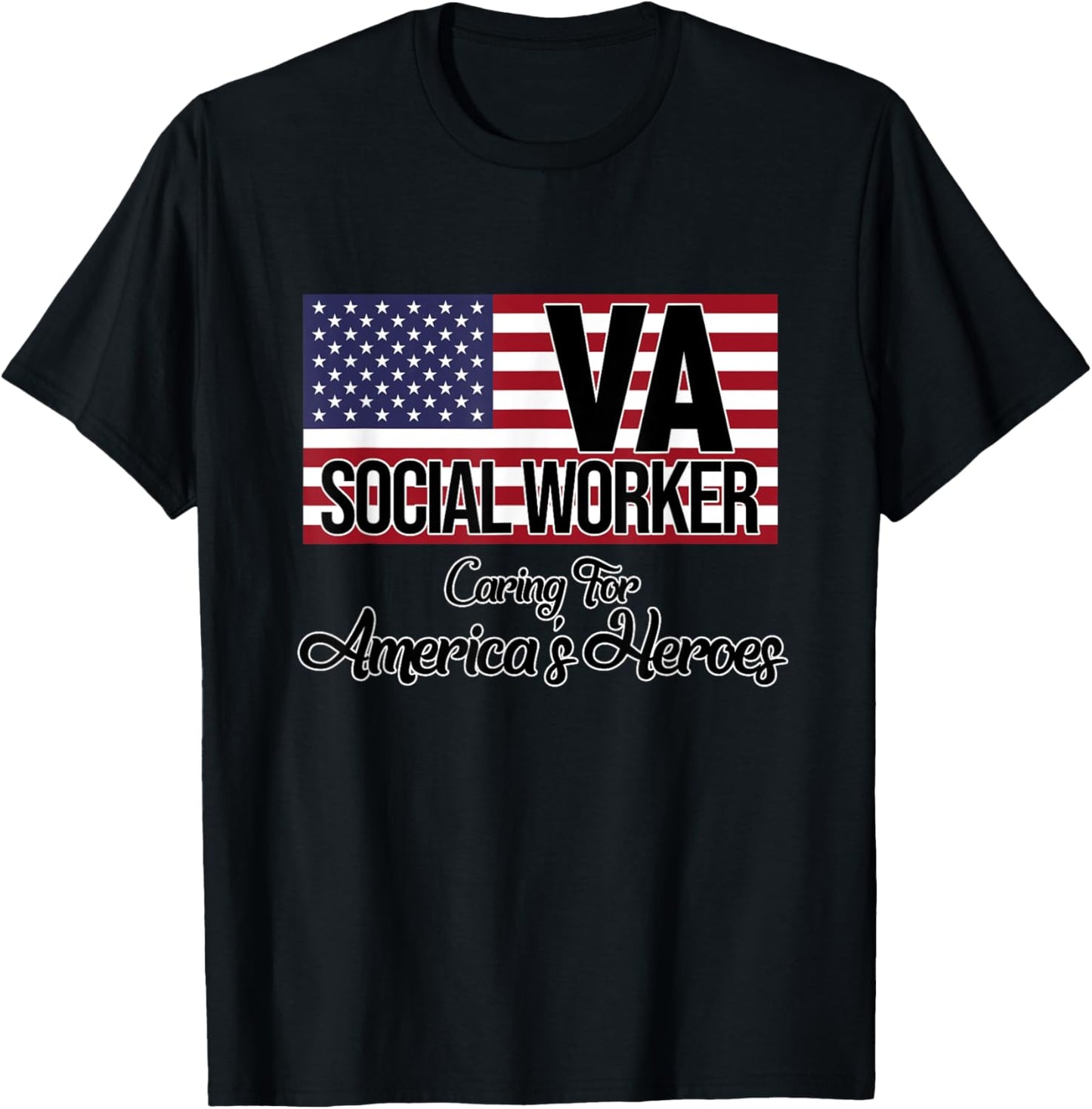 Social Worker VA USA Flag Social Work Month Graphic T-Shirt - T-Shirt | Black