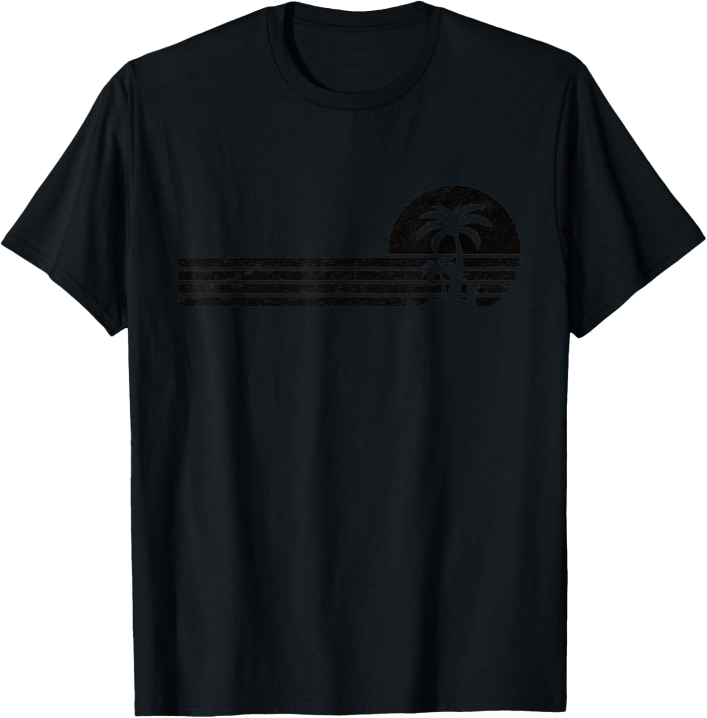 Palm Tree Retro Vintage Tropical Island Beach Vacation Surf Women Kids T-Shirt - T-Shirt | Black
