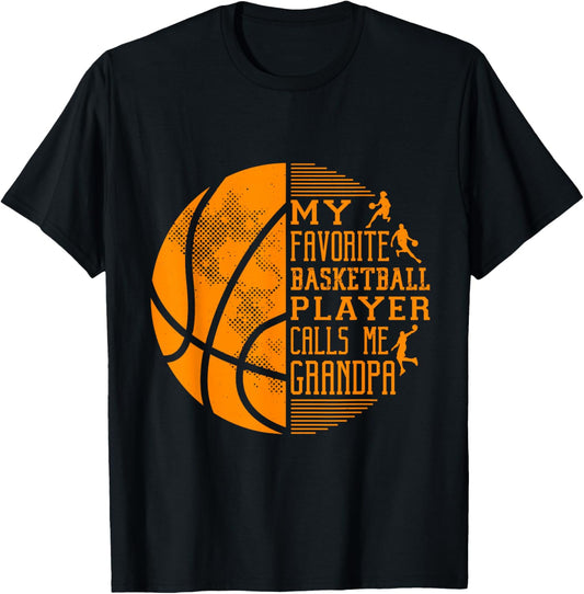 My Favorite Basketball Player Calls Me Grandpa Basketball T-Shirt - T-Shirt | Black
