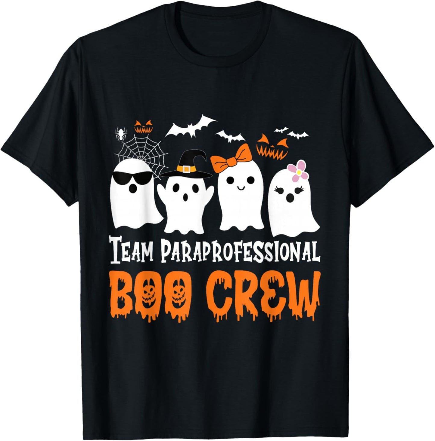 Team Paraprofessional Boo Crew Halloween Ghost T-Shirt - T-Shirt | Black