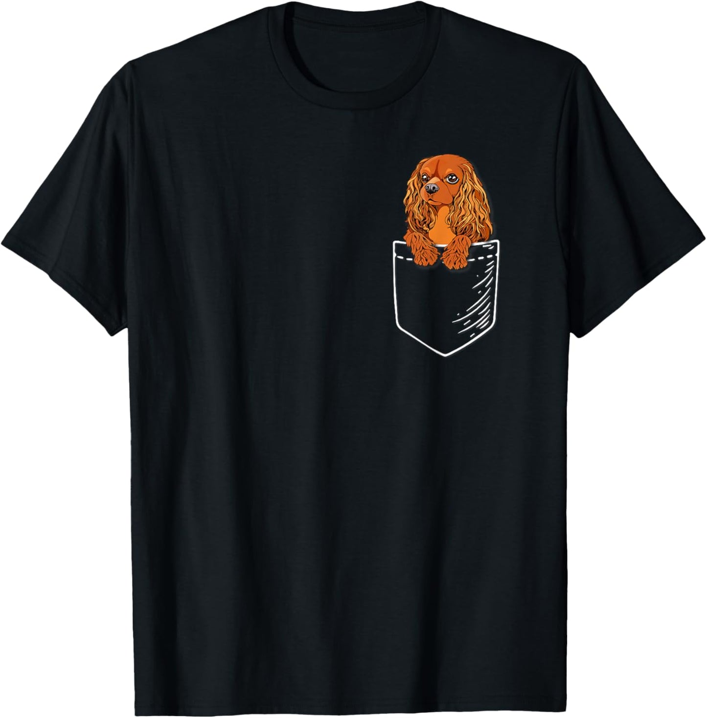 Funny Pocket Ruby Cavalier King Charles Spaniel Dog Lover T-Shirt - T-Shirt | Black
