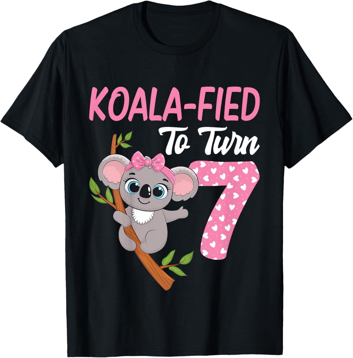 7 Year Old Koala 7th Birthday Party Animal Koala Lover T-Shirt - T-Shirt | Black