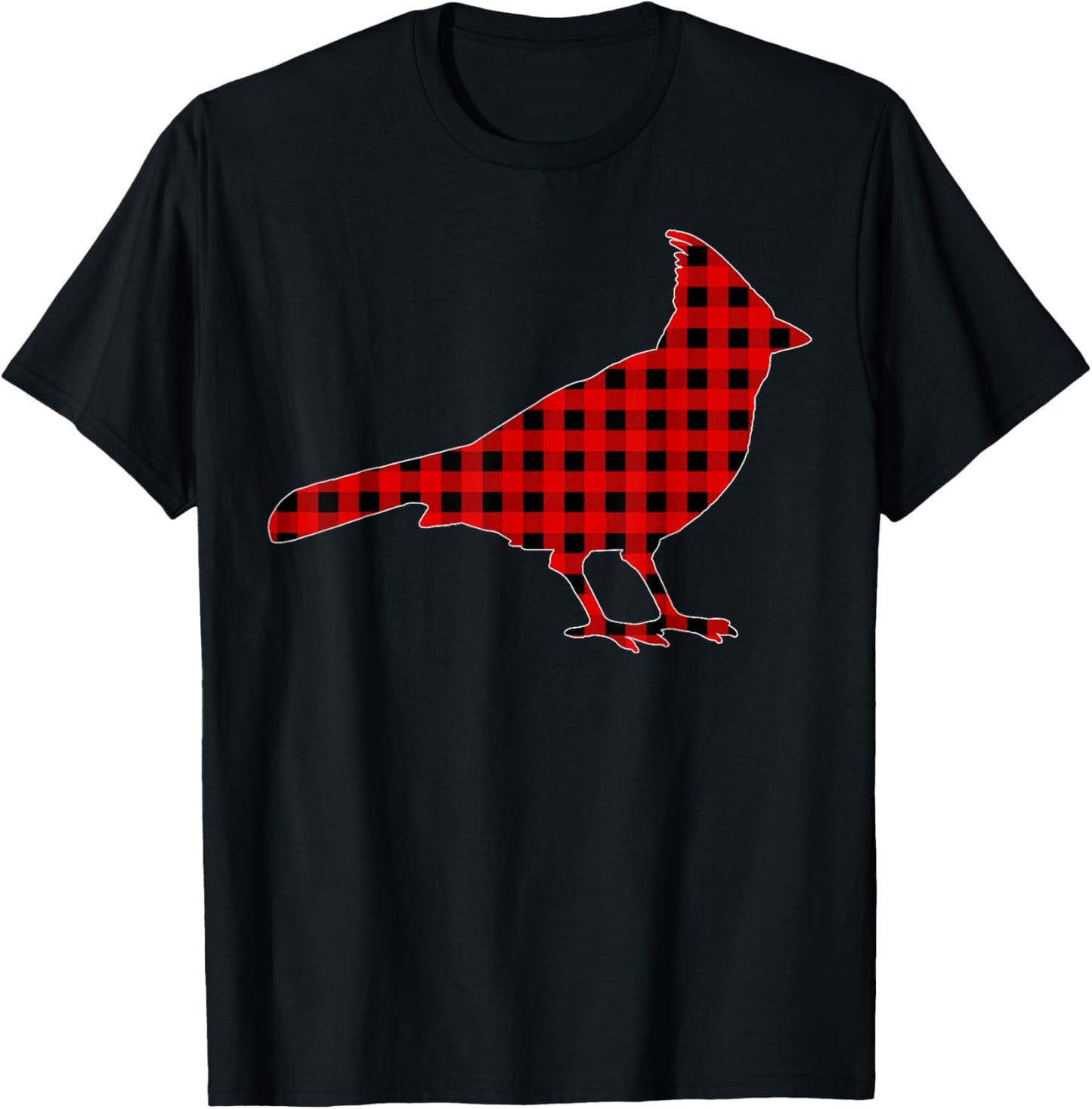 Matching Funny Buffalo Plaid Cardinal Bird Christmas Pajama T-Shirt - T-Shirt | Black