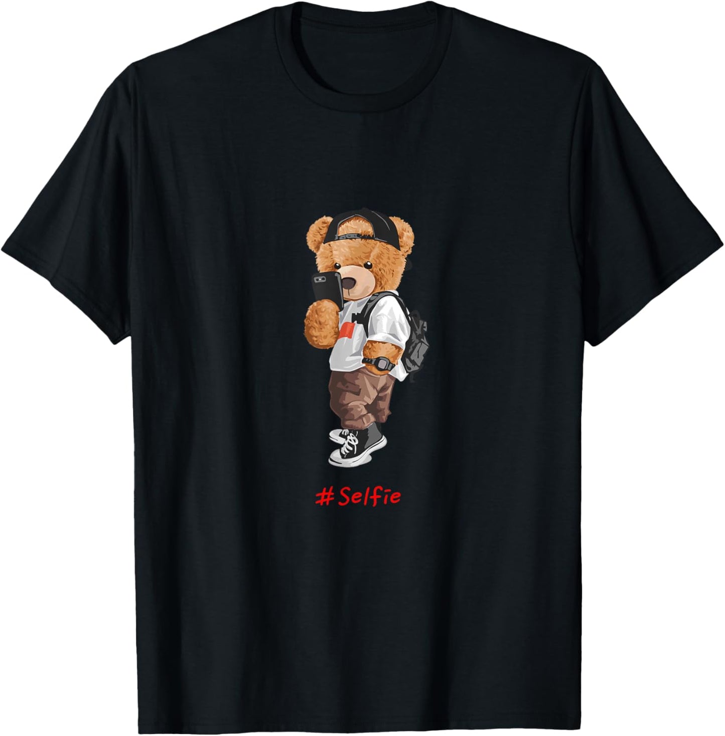 Men's Women's Kids Teddy Bear Graphic Cool Designs Funny Small T-Shirt - T-Shirt | Black