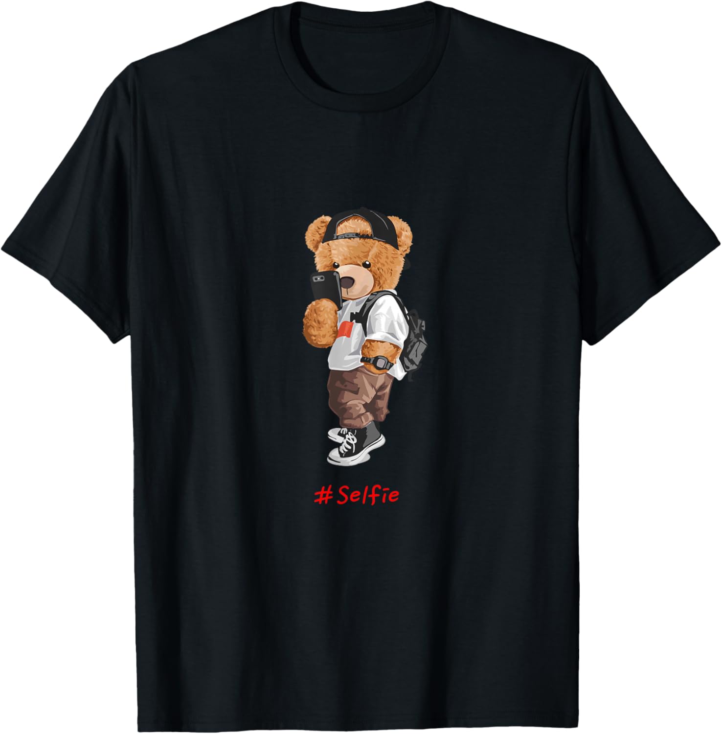 Men's Women's Kids Teddy Bear Graphic Cool Designs Funny Small T-Shirt - T-Shirt | Black