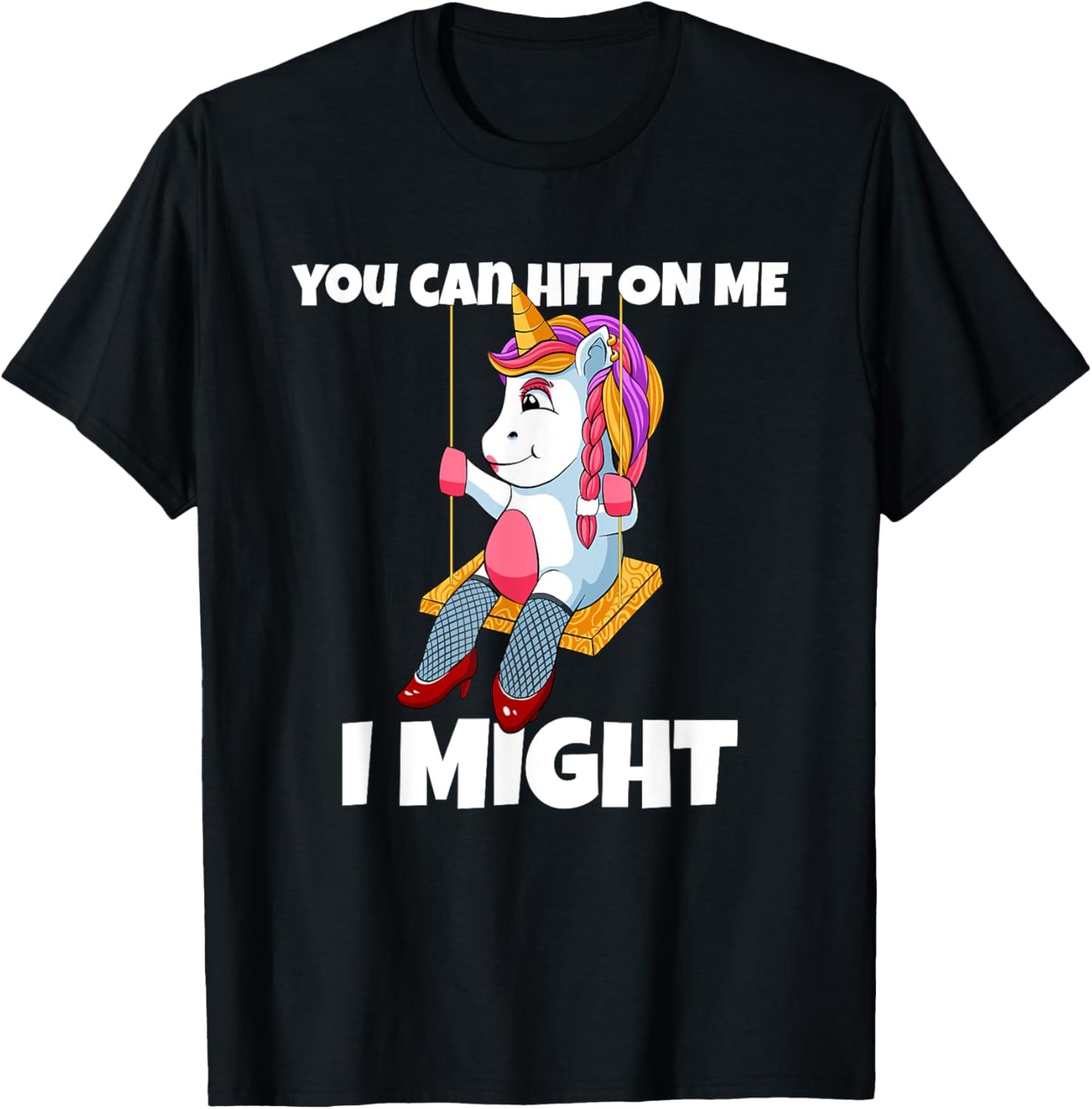 Hit On Me I Might Unicorn Swinger Upside Down Pineapple T-Shirt - T-Shirt | Black