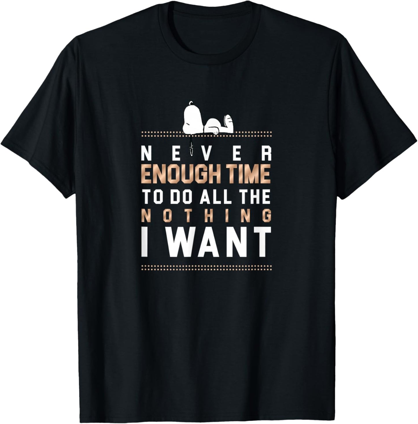 Peanuts Snoopy Never Enough Time T-Shirt - T-Shirt | Black