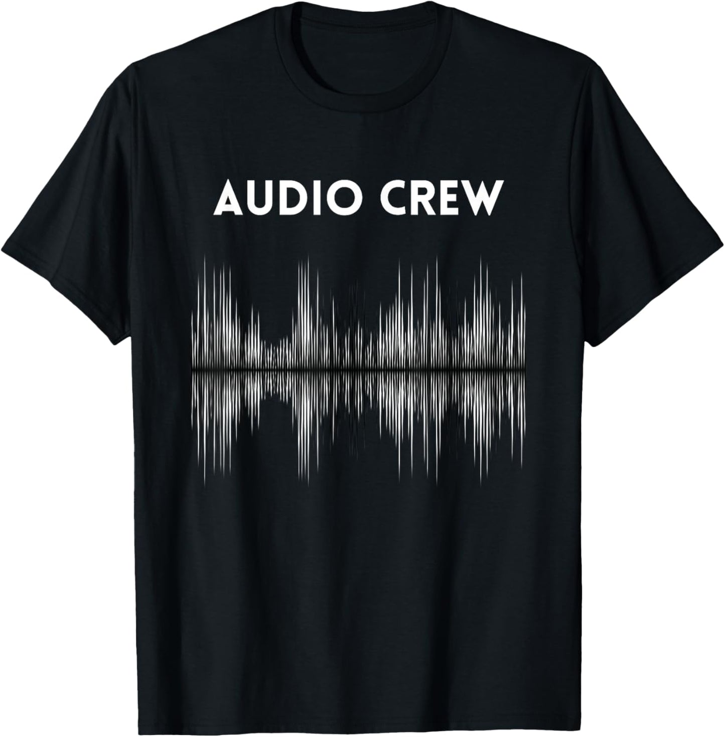 AUDIO CREW Uniform, White & Black Sound Waves, Audio Visual T-Shirt - T-Shirt | Black